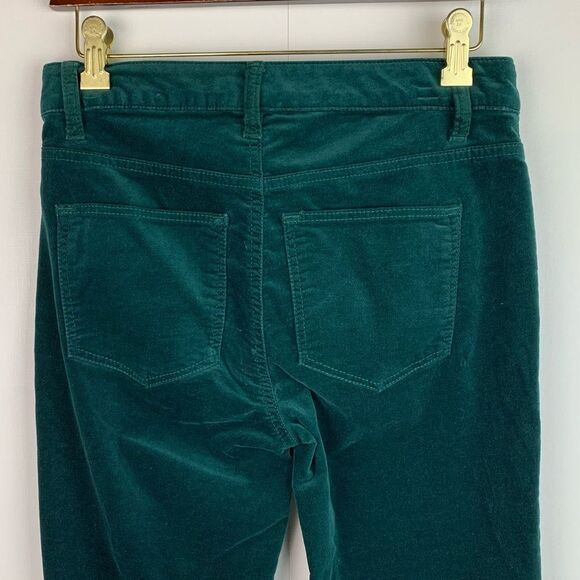 Talbots green velvet velour high-waist straight leg 5 pockets style pants sz 2P - Picture 5 of 7